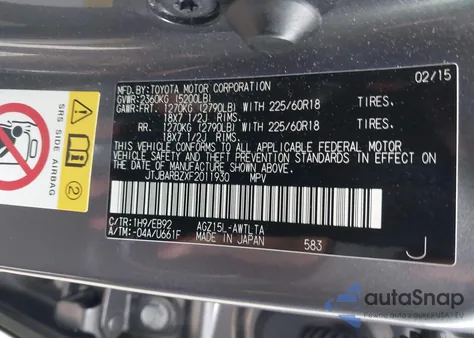 2015 Lexus Nx 200T F Sport from USA, damaged, VIN JTJBARBZXF2011930